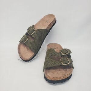 Cork Slides Sandals Women's Size 6 Olive Green Slip Ons Unbranded
